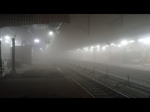 EXTREME WEATHER "COMPLETE FOG" ZERO VISIBILITY TRAINS IN VERY DENSE FOG INDIAN RAILWAYS"