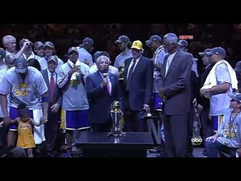 2009 NBA Finals Lakers Championship Trophy Presentation Kobe Bryant Finals MVP