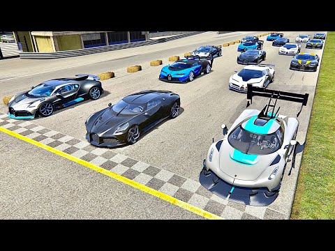Koenigsegg Jesko GTR vs Bugatti Hypercars - Drag Race 20 KM
