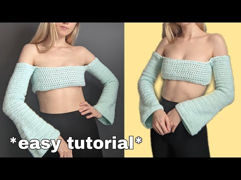 Flared Sleeve Crop Top - *EASY* Crochet Tutorial