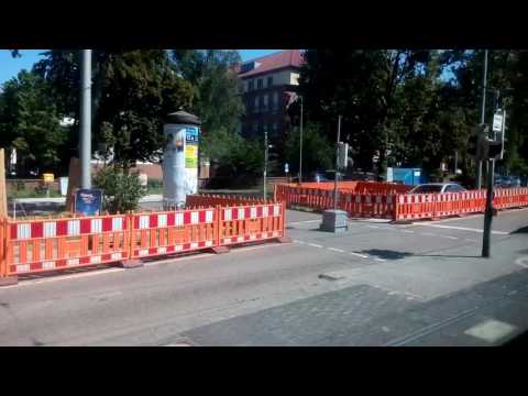 KVV/AVG-Straßenbahnfahrt Karlsruhe Hertzstraße - Europaplatz, Linie S1 (Umleitung)