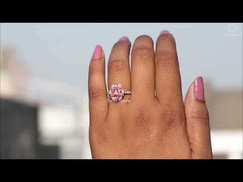 Pink Pear And Heart Cut Halo Diamond Ring @ourosjewels