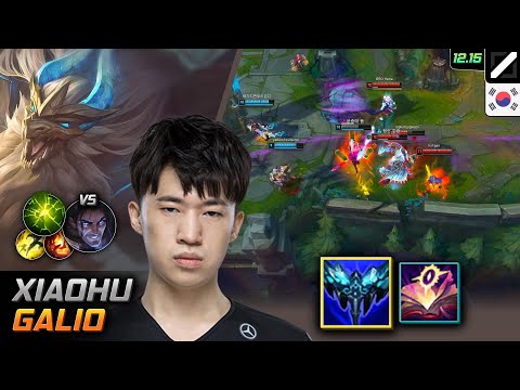 Xiaohu Mid Galio Everfrost Aftershock - Xiaohu Galio Match Highlight - LOL KR 12.15