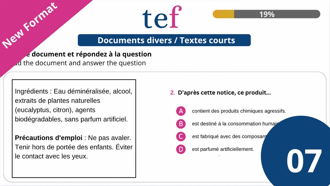 TEF Canada 2024 Reading Test - 07 New Format (Short Texts)