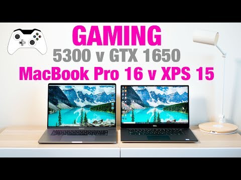 MacBook Pro 16 Gaming v XPS 15 7590 in Windows | RX 5300 v GTX 1650 Benchmarks Thermals Games Tested