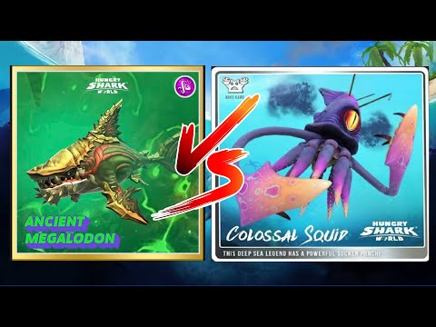 Ancient Megalodon vs Colossal Squid | Hungry Shark World | @dragonheartgaming123
