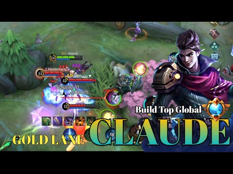 CLAUDE GOLD LANE USING SUPPORT EMBLEM | TOP GLOBAL BUILD | MOBILE LEGENDS |