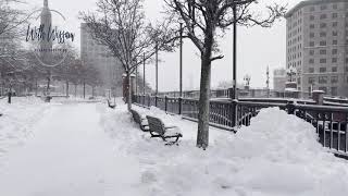 Snow Storm walk in Downtown Providence Rhode Island