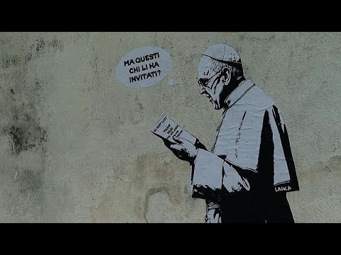 Video Thumbnail: Mural in Rom hinterfragt Gäste der Beerdigung von Papst Franziskus