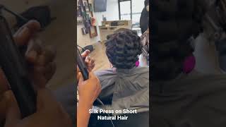 Silk Press Transformation on short natural hair