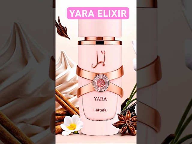 Vídeo relacionado con Lattafa Yara Elixir Eau de Parfum, diseño en rosa y oro, lujosa botella de cristal, perfume para mujer de 100 ml