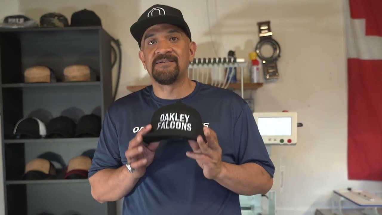 Ricoma MT 1051 embroidering on Flexfit one ten hat.