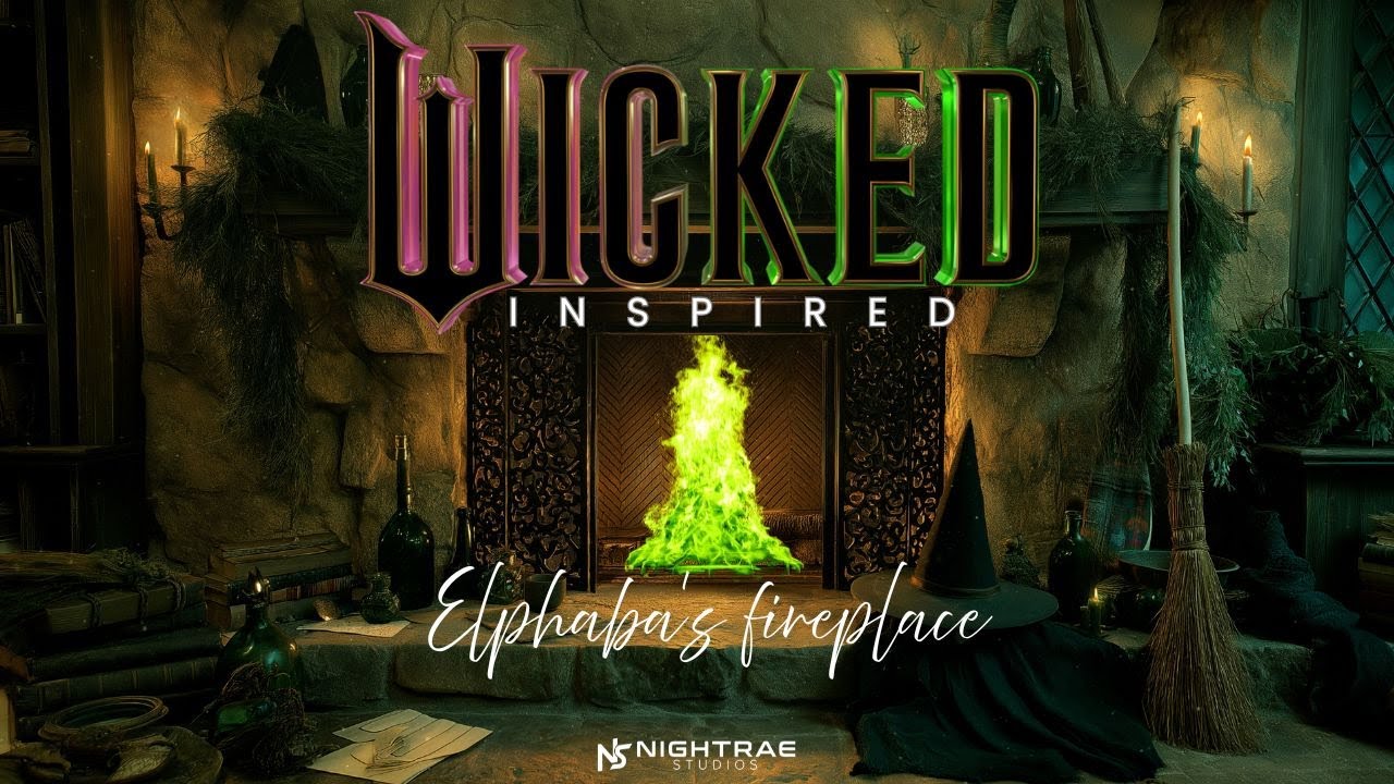 Inspired by Wicked - Elphaba’s Place Fireplace 🔥 | 5 Hours Dark Forest Fireplace Sounds (No Music)