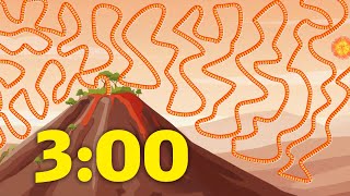 3 Minute Timer VOLCANO Explosion 🌋 Countdown with sounds and music