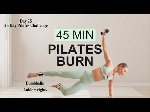 Day 25 | 40 Min Full Body Pilates | Dumbbells | 25 Day Pilates Challenge