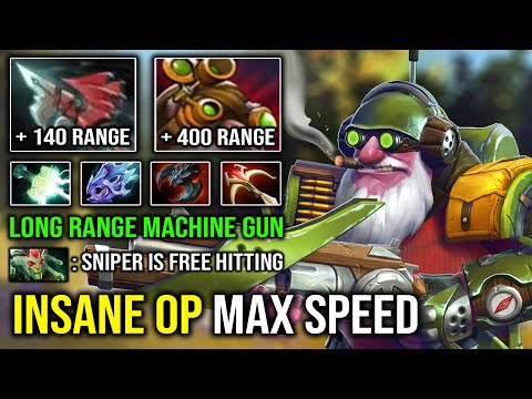MAX SPEED Long Range Machine Gun Sniper 27Kills with Insane OP Knockback Vs Late Game Medusa Dota 2