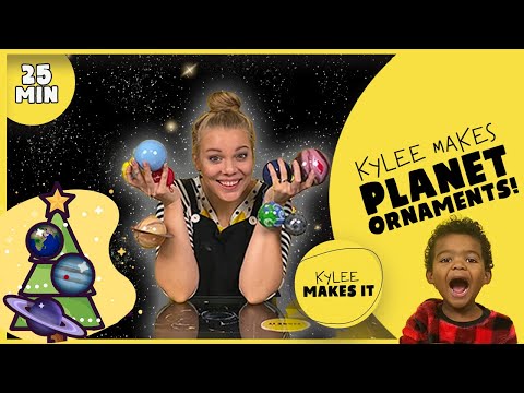 Kylee Makes Planet Ornaments | DIY Hanging Solar System Planets for Kids Video!