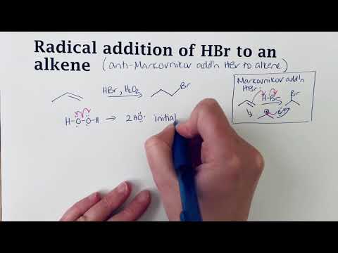 Radical addition of HBr to an alkene