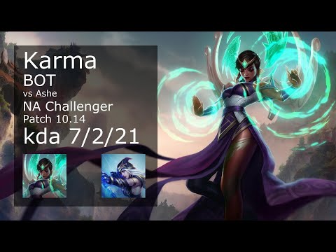 Karma Bot vs Ashe - NA Challenger 7/2/21 Patch 10.14 Gameplay