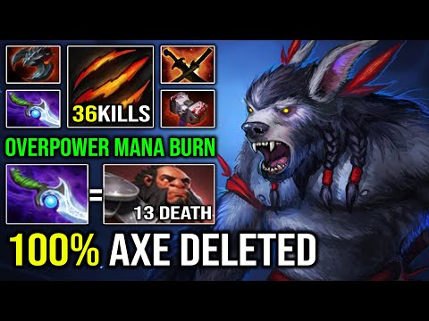 How to 100% Delete Axe From Offlane with 36Kills Overpower Mana Burn 1st ITEM Diffusal 7.30e Dota 2