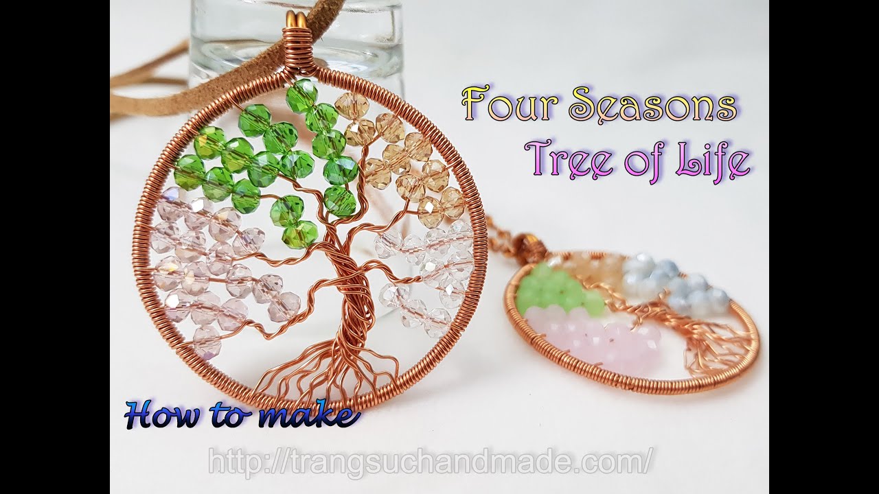 Watch video Four Seasons Tree of Life pendant with small crystal and copper wire 524 Now Four Seasons Tree of Life pendant with small crystal and copper wire 524