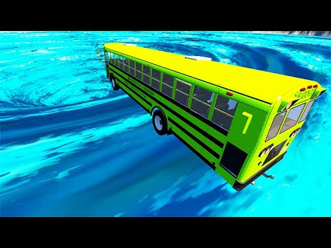 Jumping Into Fire Lava & Ice Vortex With Cars Leap Of Death - Beamng.Drive