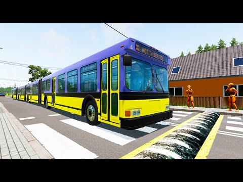 Long Bus, School Bus, City Bus Vs Massive Speed Bumps #3 - BeamNG.Drive