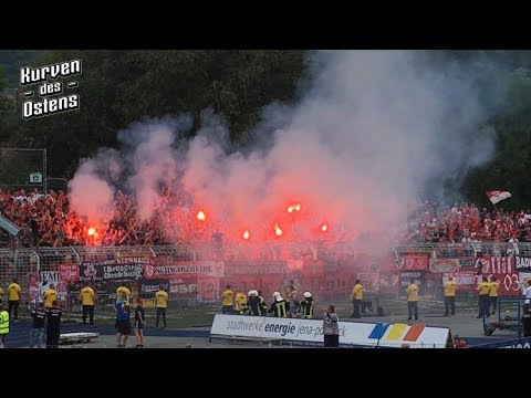 FC Carl Zeiss Jena 0:3 Hallescher FC 07.08.2018 | Pyro & Support