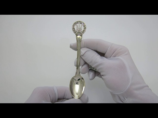 Чайная серебряная ложка с гербом Украины 42лт Видеообзор