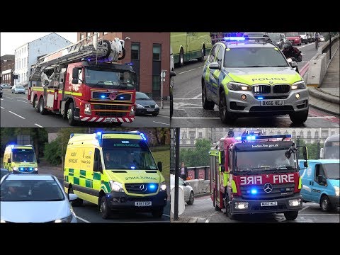 Fire Engines, Police Cars and Ambulances responding