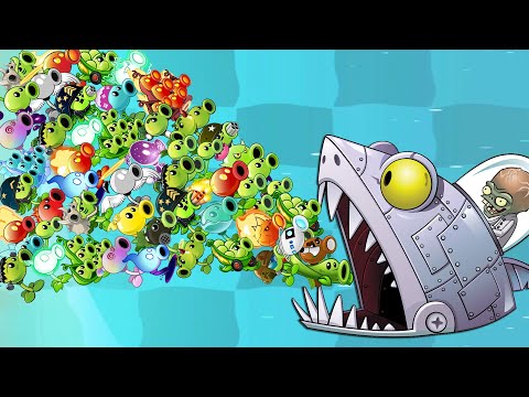 Random All PEA Plants Level 1 vs Zombot Sharktronic Sub v1.0 & v2.0 - PvZ 2 Zomboss Battlez