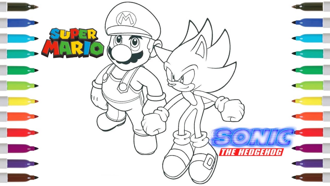 Sonic the Hedgehog Coloring Book Page | Mario Coloring Book Page | Super Sonic & Mario