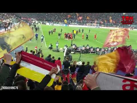 Radość kibiców AS Romy po wygranym meczu AC Milanem 18.04.2024
