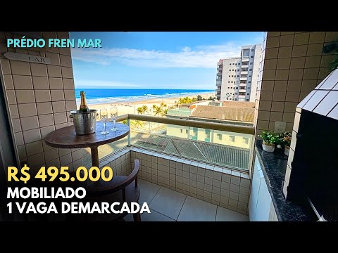 Apartamento mobiliado em prédio Frente Mar na Aviação, Praia Grande - SP