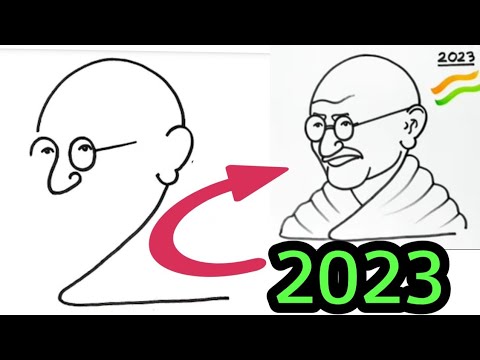 Turn 2023 number into drawing of Gandhiji | Gandhiji drawing |Gandhi drawing step by step| art