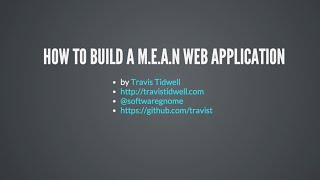 How to build a M.E.A.N web application