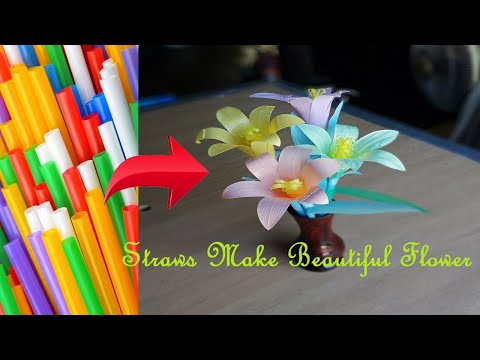 How to make beautiful flower with straws step by step easy