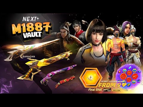 LEGENDARY M1887 SKIN RETURN, PURPLE SHADE, NEXT RING EVENT FF, FREE FIRE NEW EVENT, FF NEW EVENT
