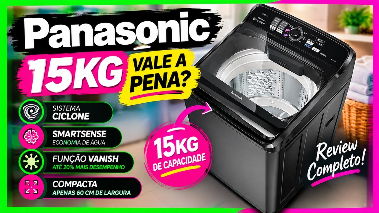 Miniatura da avaliação em vídeo de Máquina De Lavar Panasonic NA-F150B1W 15kg