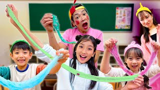 Play school! Exchange stickers with friends and decorate your slime! Slimy Pot Jelly