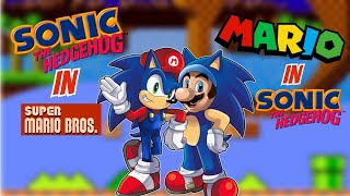 Sonic the Hedgehog in super Mario Bros & Mario in Sonic the Hedgehog