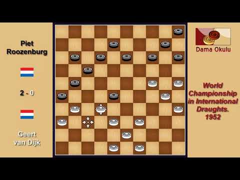 Geert van Dijk (NLD) - Piet Roozenburg (NLD). Draughts World Championship. 1952.