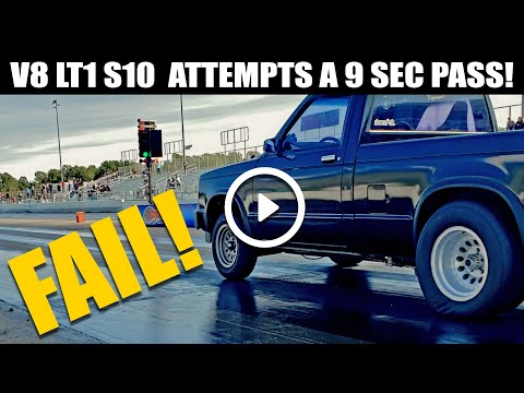 V8 LT1 S10 attempts a 9 sec N2o pass!  Big Time FAIL!