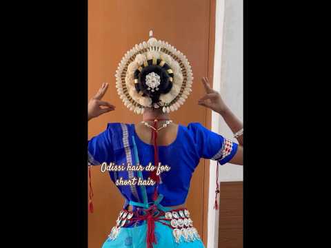 How to make Odissi style hair decorations for short hair with Tahia flowers simple and easy way