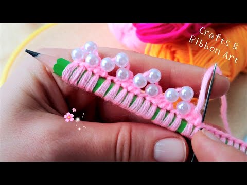 It's so Cute !! Superb Woolen Flower Craft Idea with Pencil - Hand Emroidery Amazing Flower Design