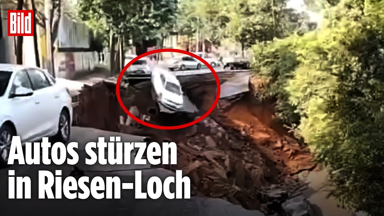 SCHOCK IN CHINA: Riesiger Krater verschluckt plötzlich Autos in Millionenstadt!
