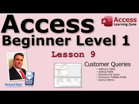Microsoft Access Beginner 1, Lesson 09: Customer Queries. For Access 2016, 2019, 365 Tutorial