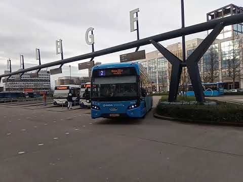 Arriva bus 3019 vertrekt van Leeuwarden Busstation als buslijn 2 richting Aldlân Oost