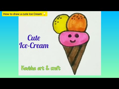 How to draw a cute Ice Cream / Step by step Ice Cream Drawing / Easy Ice Cream Drawing #drawing