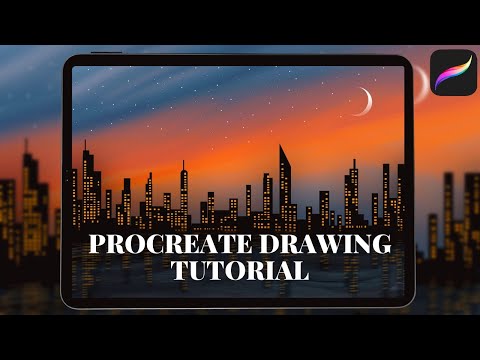 You Can DRAW This SKYLINE in Procreate Timelapse | Tutorial for Beginners | UYES